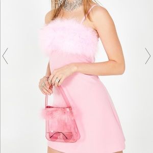 Dolls Kill BABY FLIRTY N' THRIVING MARABOU DRESS